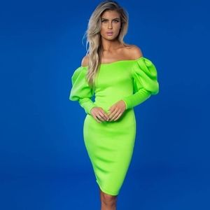 Puff Sleeve Midi Dress